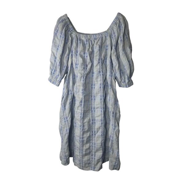 REMAIN Birger Christensen Lea Dress Blue Plaid - Picture 1 of 8